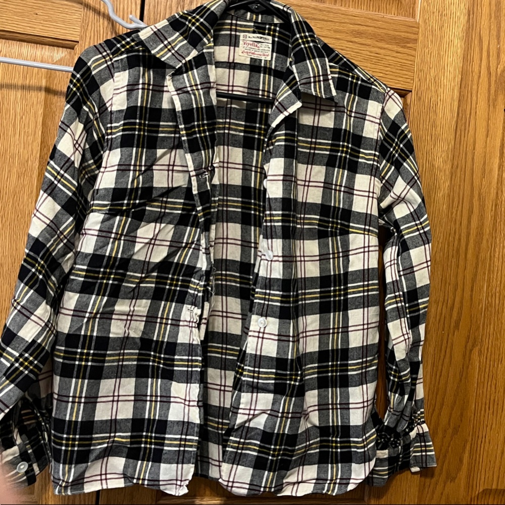 Classic Black and White Plaid Women's Button Down Shirt